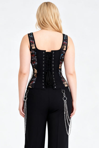 Black Skull & Butterfly Laquisha Overbust Corset