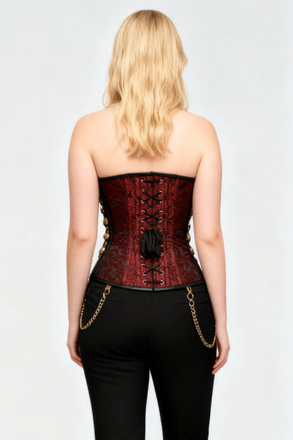 Maroon Jewelyn Steampunk Military Overbust Corset