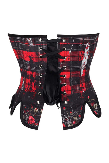 Red Black Tartan Rosel Overbust Corset