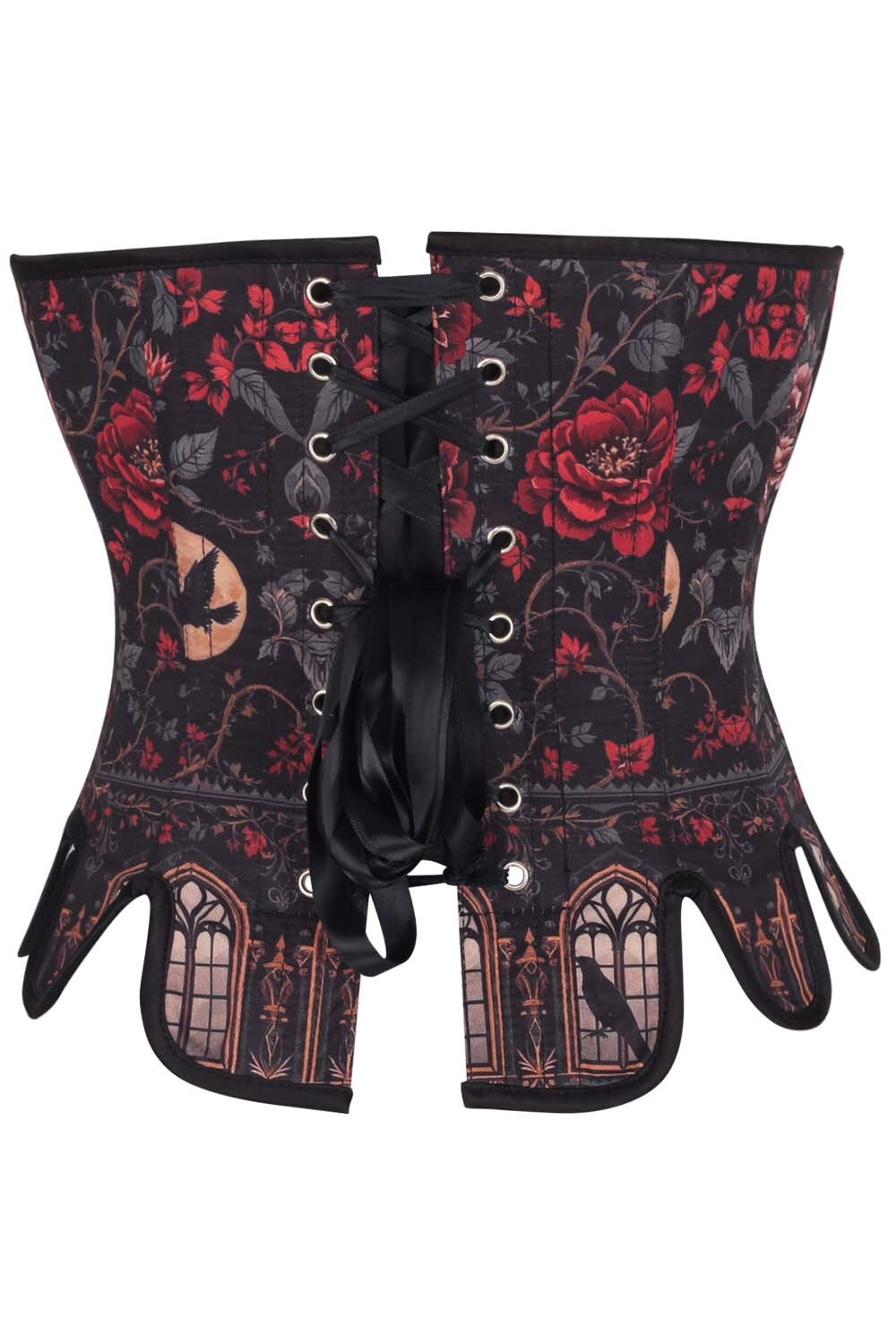 Black Crimson Rose Gothic Overbust Corset