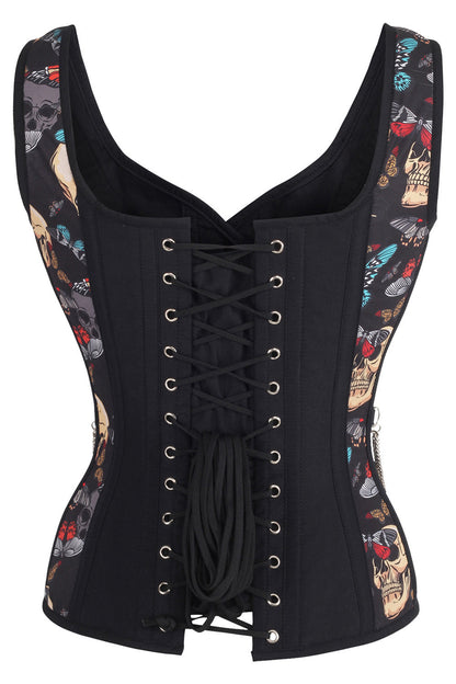 Black Skull & Butterfly Laquisha Overbust Corset