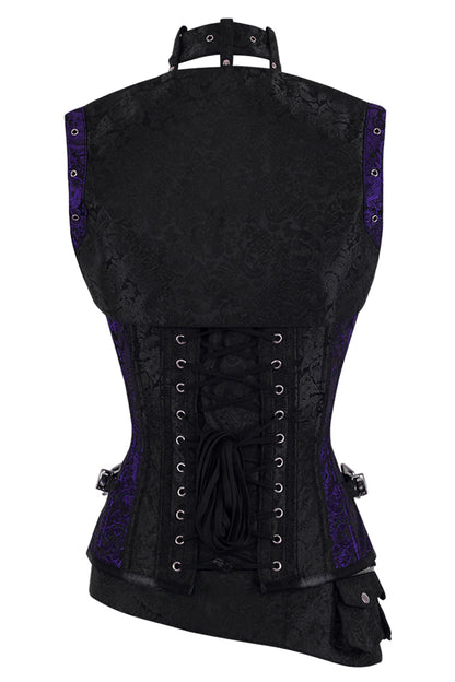 Selene Midnight Black & Royal Purple Overbust Corset