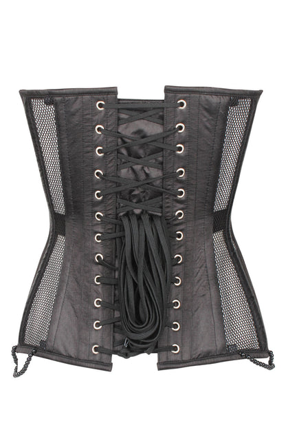 Black Latonia Mesh Lace Overbust Corset