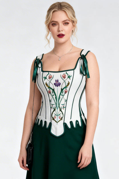 Emerald Vanesia Overbust Embroidery Corset