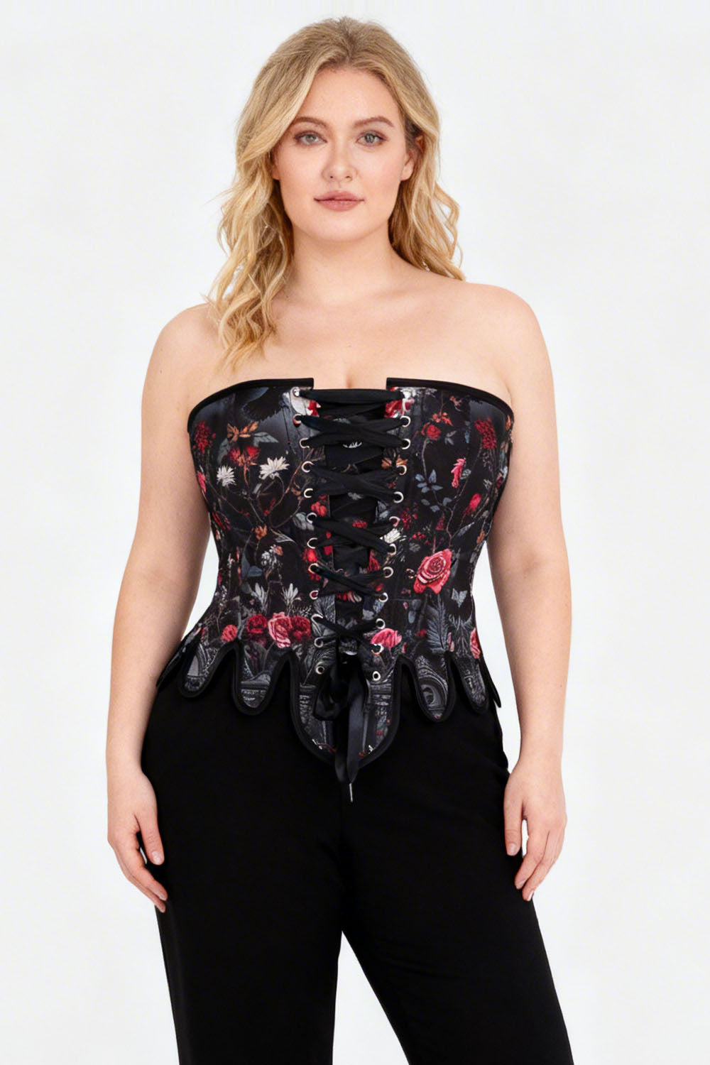 Black Rose & Skull Rosel Overbust Corset