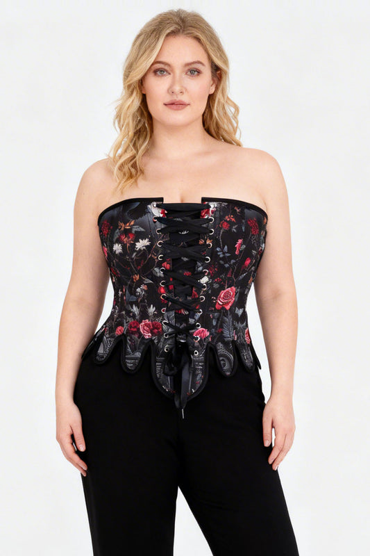 Black Rose & Skull Rosel Overbust Corset