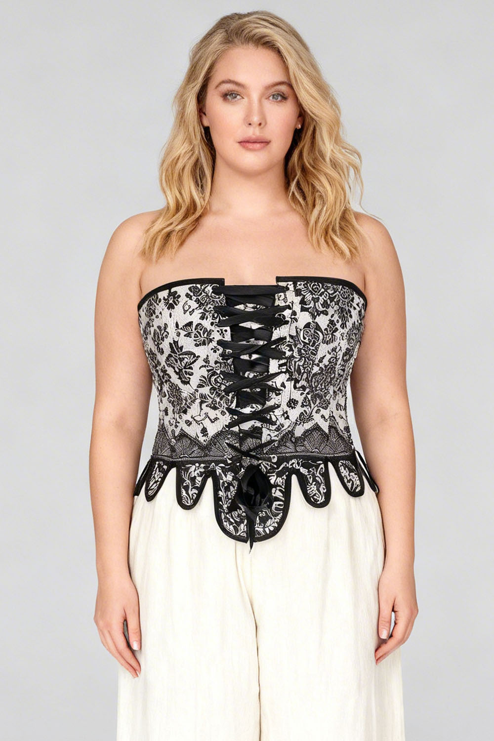 Ivory Black Rosel Overbust Corset