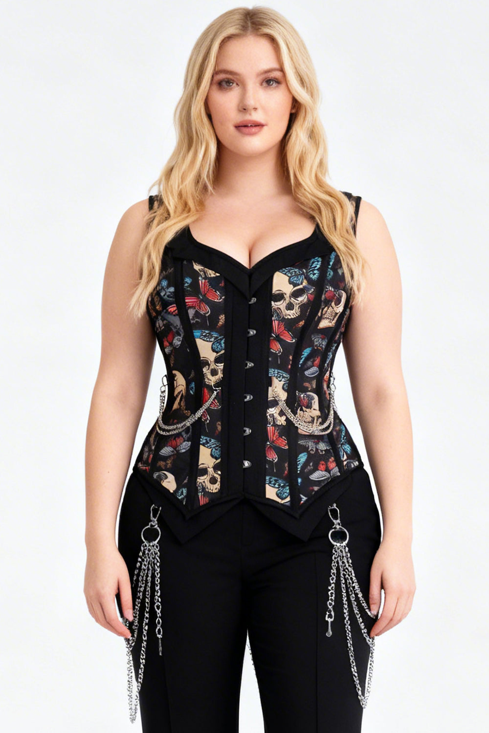 Black Skull & Butterfly Laquisha Overbust Corset