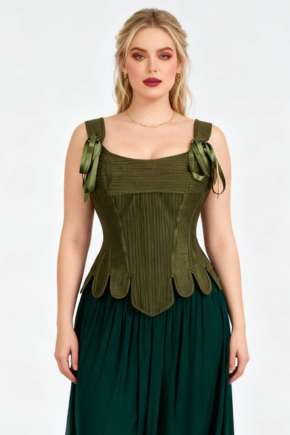 Kaelene Olive Green Victorian Overbust Corset