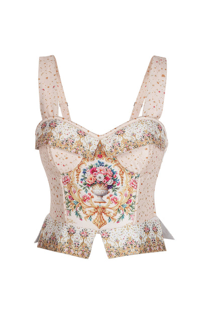 Ivory Floral Bayly Overbust Corset