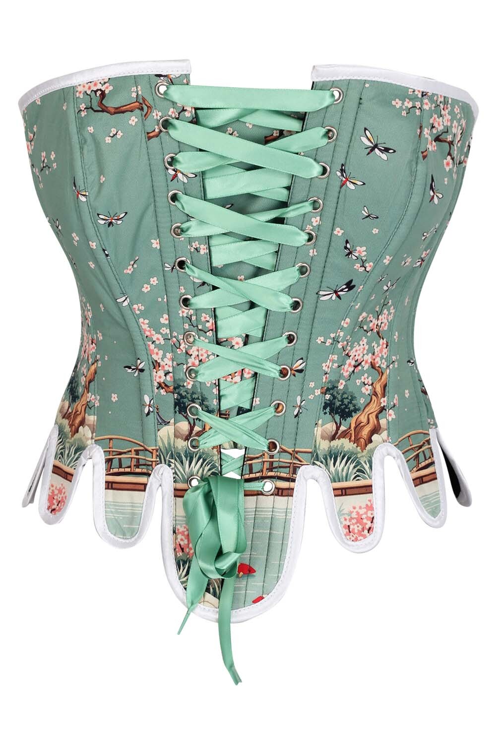 Sage Green Rosel Japanese Garden Overbust Corset