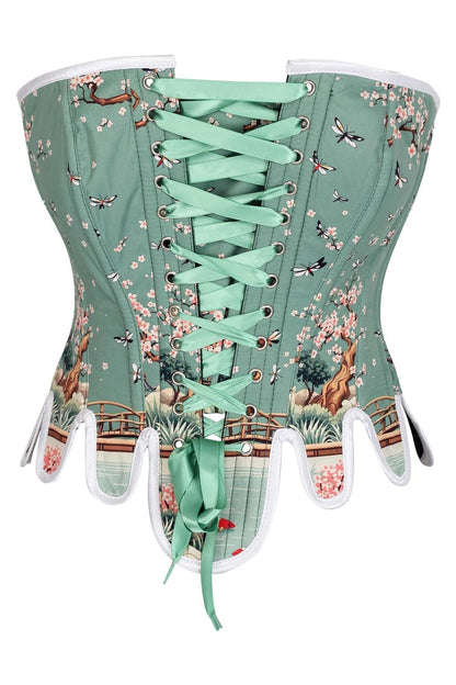 Sage Green Rosel Japanese Garden Overbust Corset