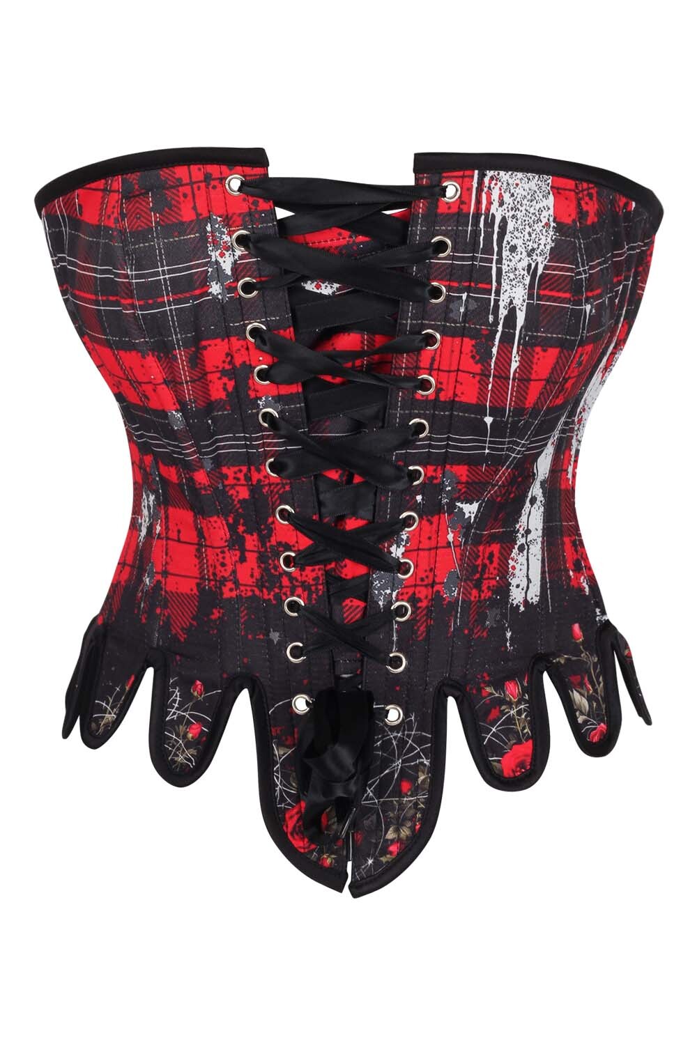 Red Black Tartan Rosel Overbust Corset