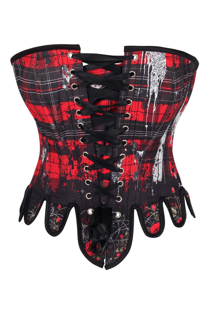 Red Black Tartan Rosel Overbust Corset