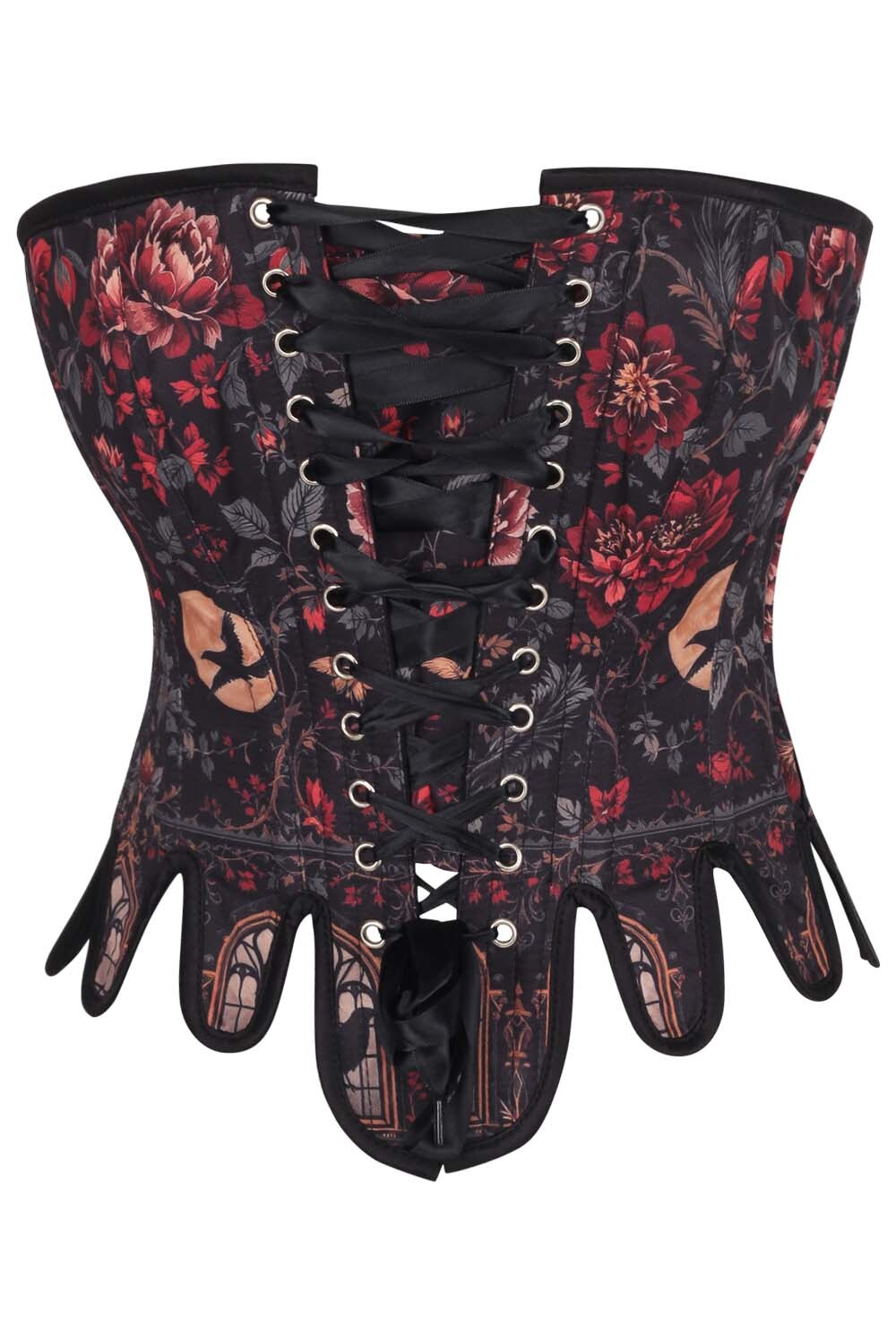 Black Crimson Rose Gothic Overbust Corset