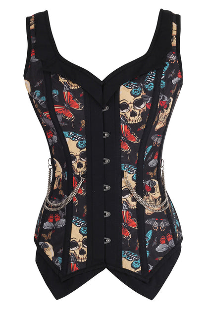 Black Skull & Butterfly Laquisha Overbust Corset