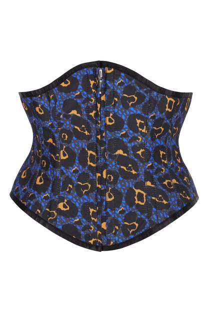 Electric Blue Leopard Caitlyn Underbust Corset