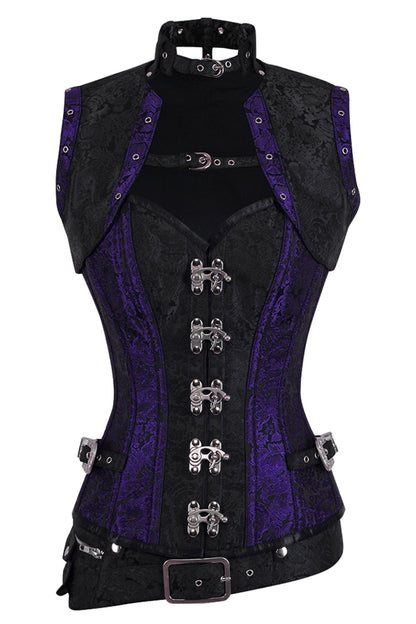 Selene Midnight Black & Royal Purple Overbust Corset