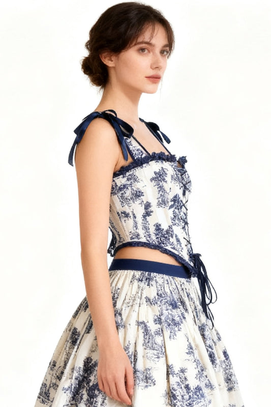 Toile Navy Joice Overbust Corset