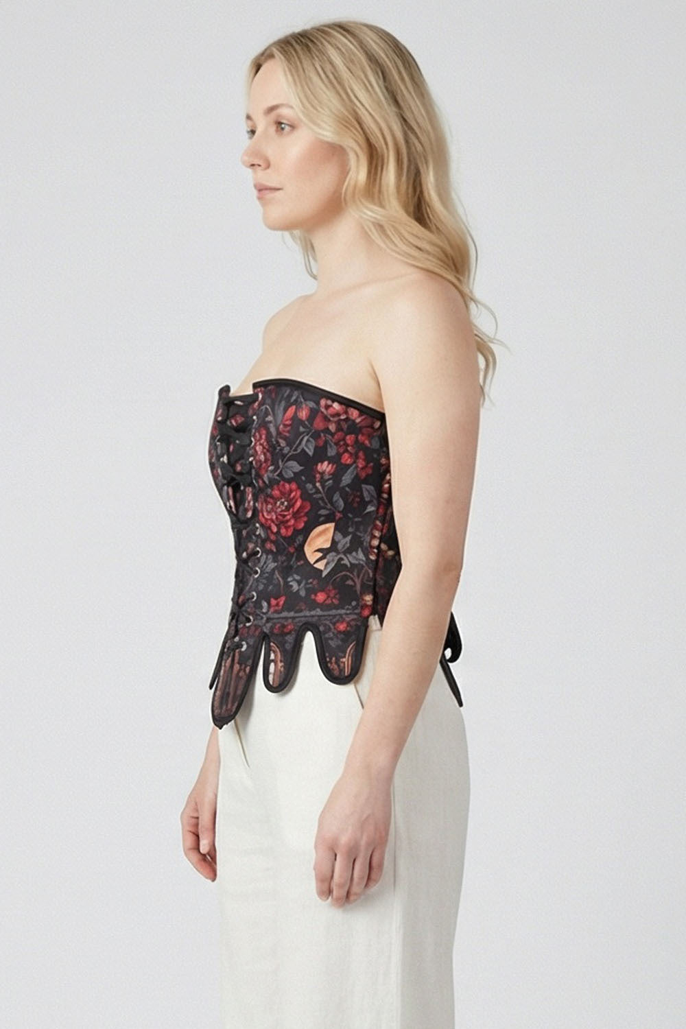Black Crimson Rose Gothic Overbust Corset