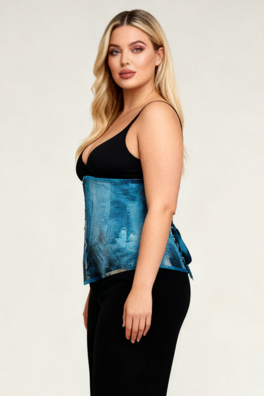 Azure Patchwork Anslea Underbust Corset