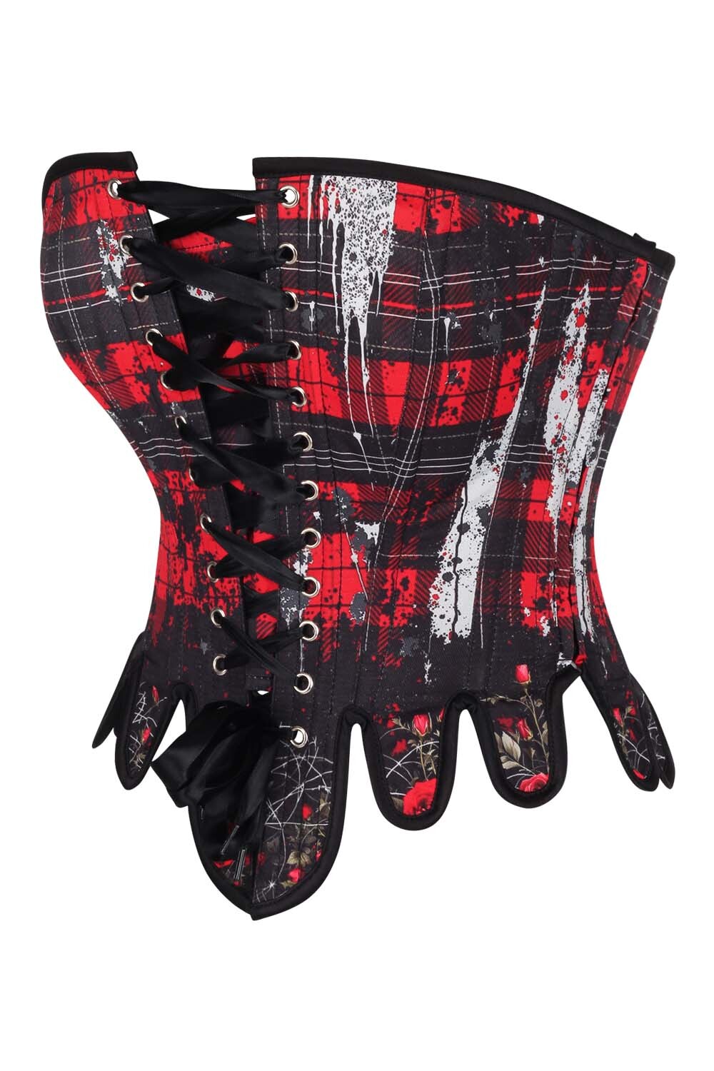 Red Black Tartan Rosel Overbust Corset