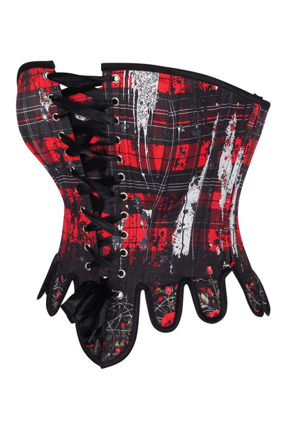 Red Black Tartan Rosel Overbust Corset