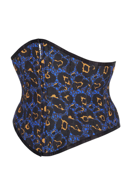 Electric Blue Leopard Caitlyn Underbust Corset