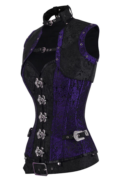 Selene Midnight Black & Royal Purple Overbust Corset