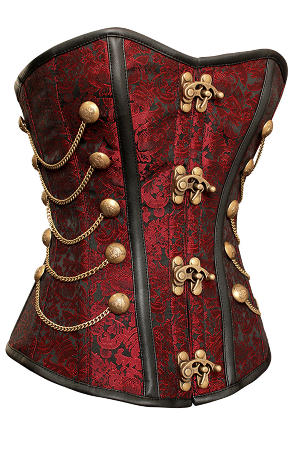Maroon Jewelyn Steampunk Military Overbust Corset