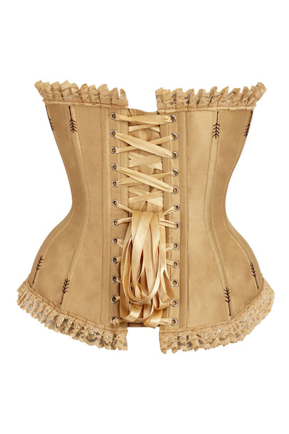 Golden Wheat Nickie Overbust Corset with Fringe Detailing