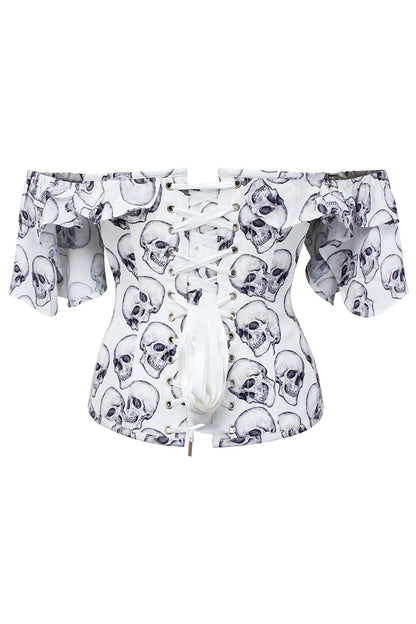 White Skull Dawnn Off Shoulder Overbust Corset