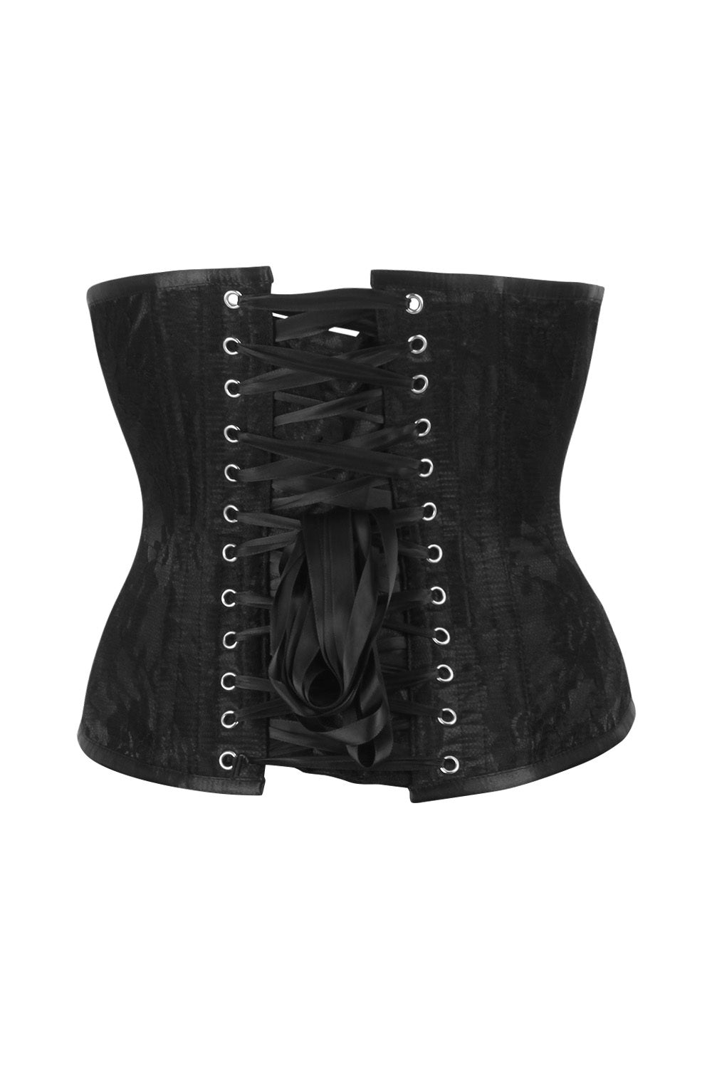 Yasmine Midnight Black Satin with Lace Overlay Underbust Corset