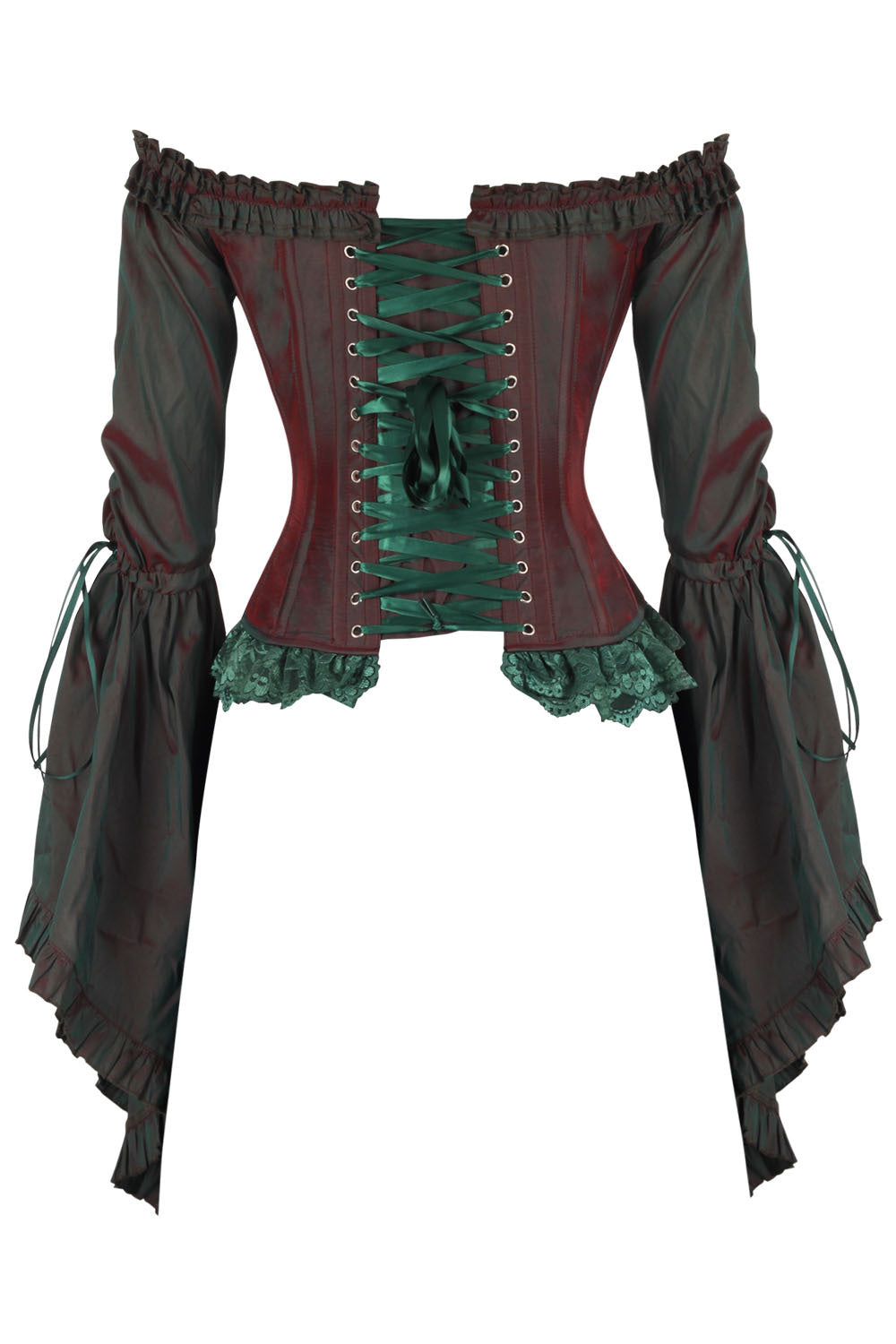 Burgundy Emerald Yumiko Rococo Overbust Off Shoulder Corset
