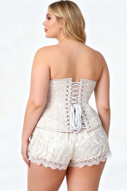 Dannee Ivory Brocade Overbust Waist Training Corset