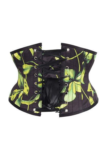 Midnight Black Delinda Botanical Underbust Corset