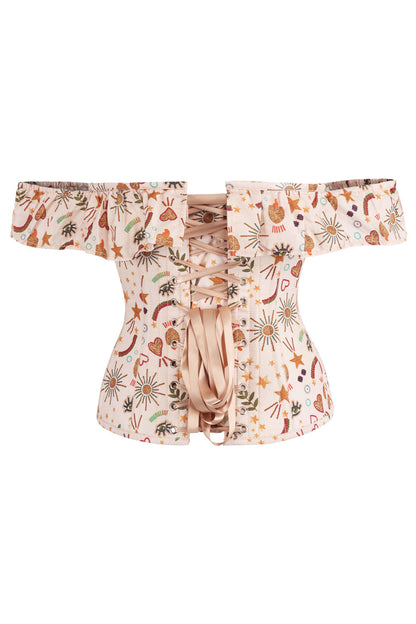 Beige Botanical Dawnn Overbust Corset