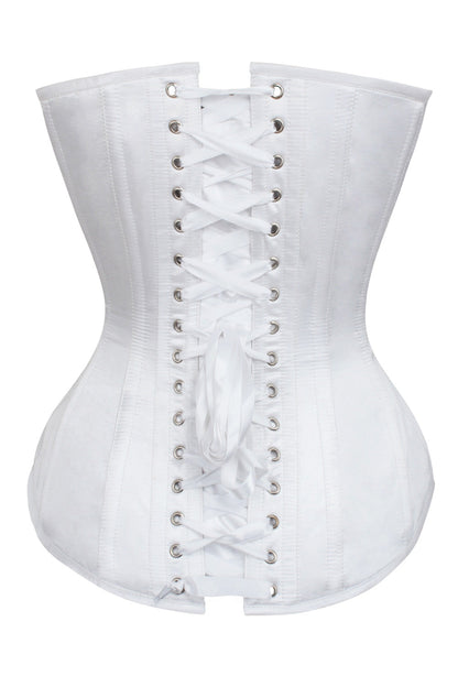 White Satin Cheray Overbust Corset