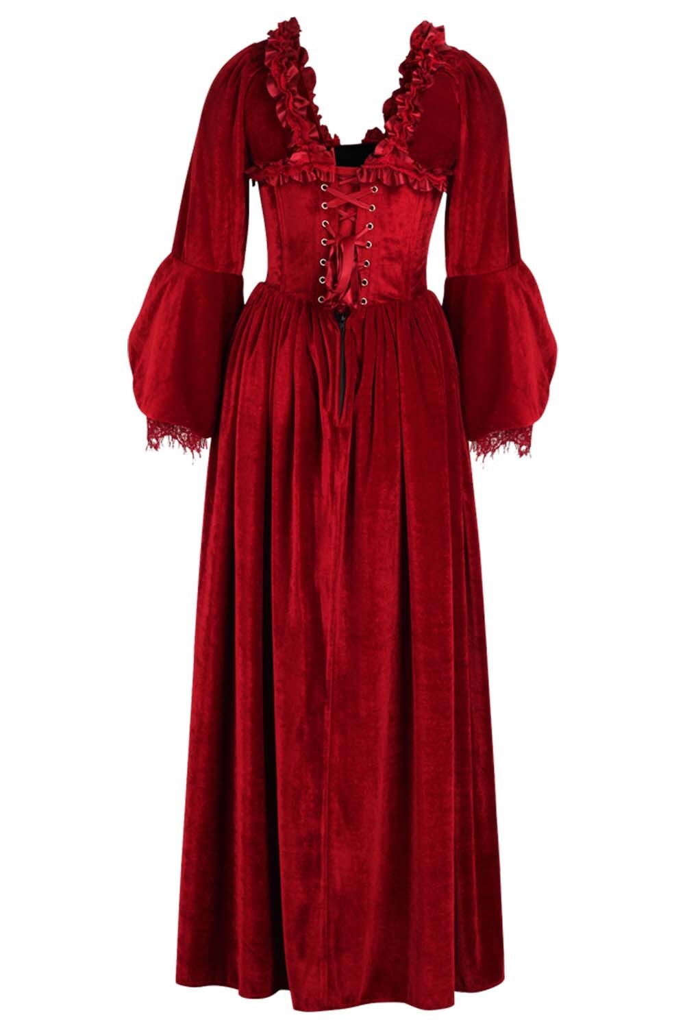 Maroon Immortelle Rococo Corset Dress