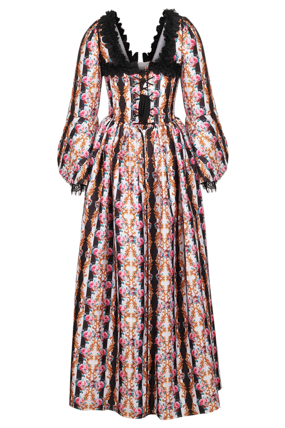 Ivory Rose Immortelle Rococo Corset Dress with Lace Detailing