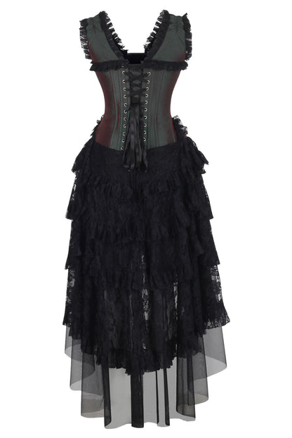 Emerald Burgundy Anastasia Rococo Corset Dress
