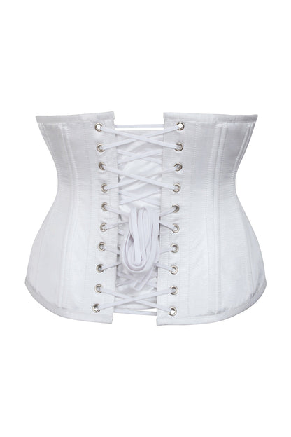 Shanedra White Satin Waist Training Steel Boned Corset