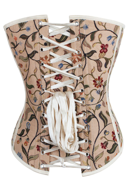 Gold Botanical Jeanae Overbust Steel Boned Corset