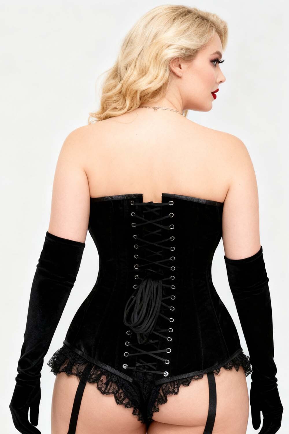 Navya Midnight Black Velvet Overbust Gothic Corset