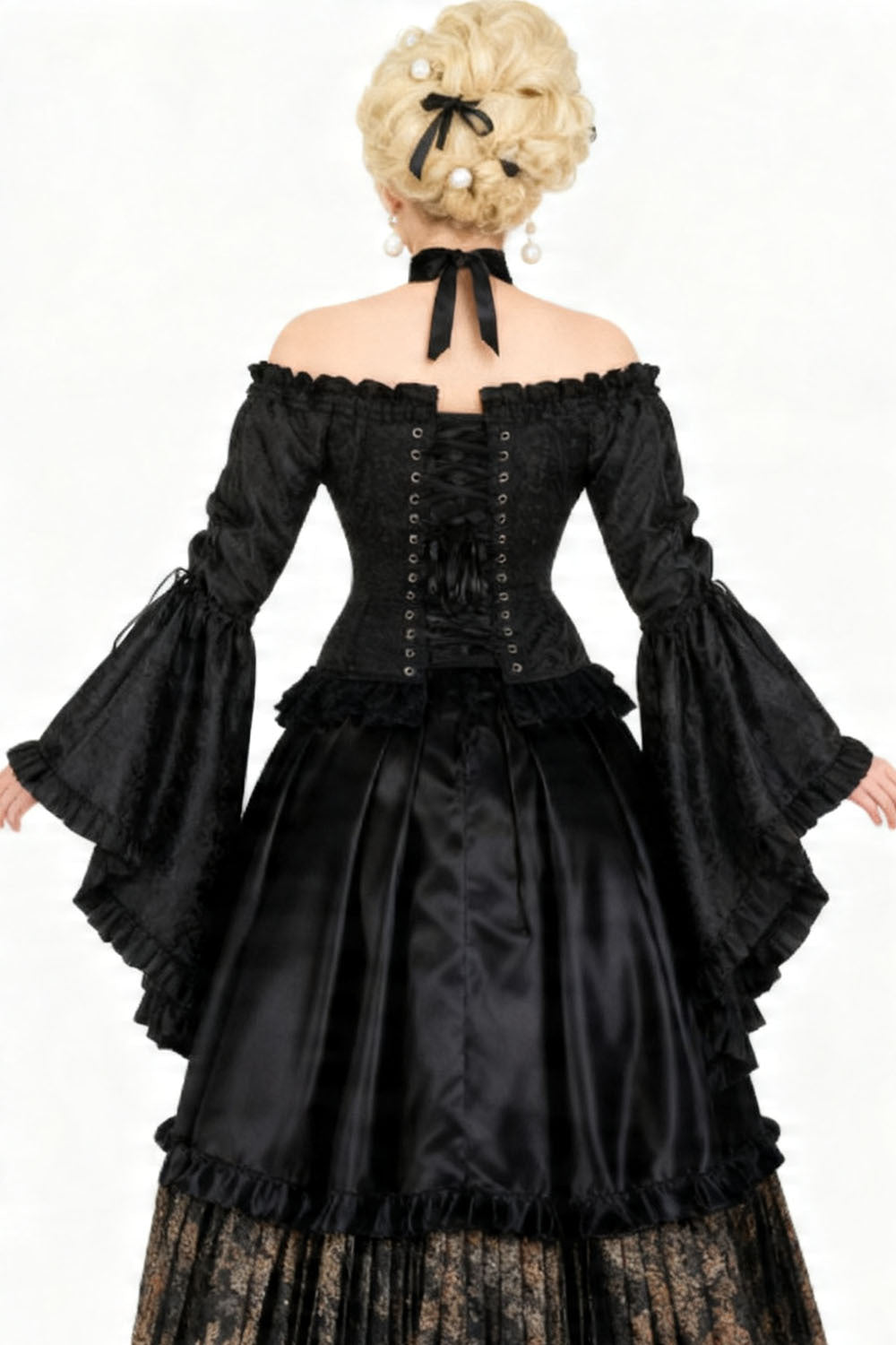 Midnight Black Yumiko Rococo Overbust Corset