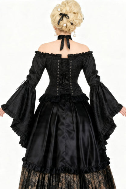 Midnight Black Yumiko Rococo Overbust Corset