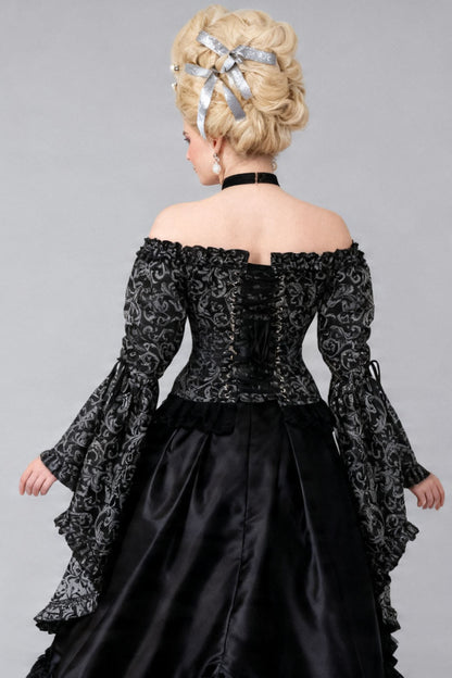 Silver Yumiko Rococo Overbust Off Shoulder Corset