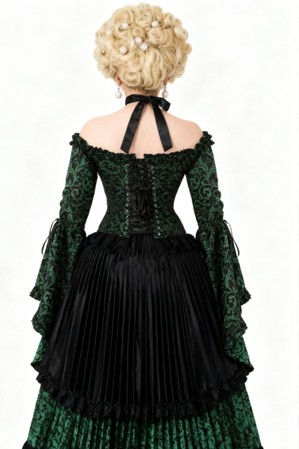 Emerald Black Yumiko Rococo Overbust Off Shoulder Corset