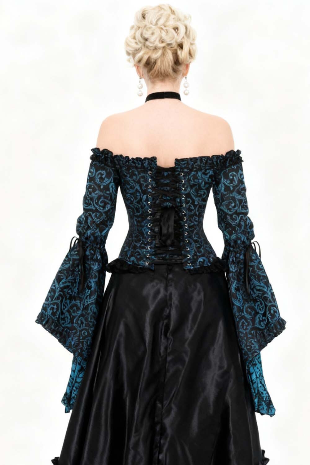 Turquoise Yumiko Rococo Overbust Off Shoulder Corset