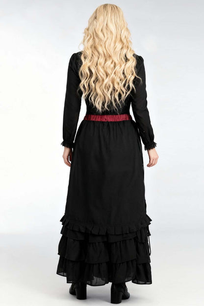 Akemi Maroon Victorian Layered Skirt with Black Georgette
